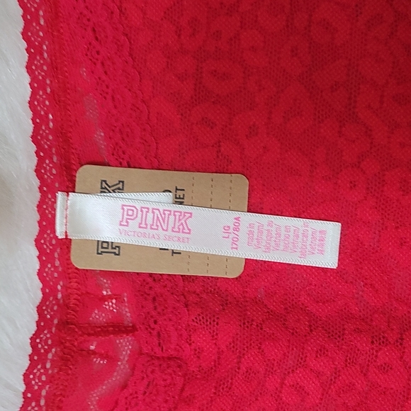 PINK Victoria's Secret Womens Large Red Pepper EVERYWHERE LACE CHEEKST - Picture 3 of 6
